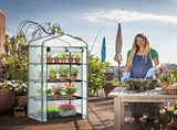 4 Tier Mini Greenhouse with PE Cover & Roll-Up Zipper Door, Portable Waterproof Greenhouse for 11350869