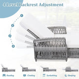 Outdoor Long Reclining Chaise, Wicker Lounge with Armrests, Patio Adjustable Recliner with Soft 81501367