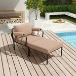 ZUN ACME Rajni Patio-Arm Chair, Pink Fabric & Black Finish OT01766