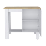 Kitchen Island 35" H, One Storage Cabinet with Door, Two Internal Shelves, One Open storage Shelf, B097132932