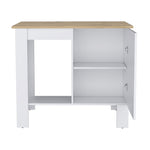 ZUN Atenea Kitchen Island, Single Door Cabinet, Shelf White / Macadamia B200P239597