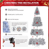 8 FT Pre-lit Artificial Christmas Tree, Hinged Xmas Pine Tree with 1350 Branch Tips, 500 Lights and 09538432