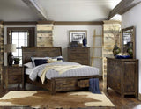 Classic Burnished Brown Dresser 1pc Solid Rubberwood 7 Drawers Transitional Design Bedroom Furniture B011134412