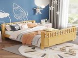 Full Size Wood Platform Bed for Kids, Wood Low Profile Full Bed with Rails for Girls and Boys, W2593P445130