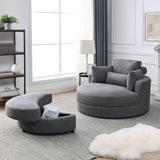 Welike Swivel Accent Barrel Modern Dark Grey Sofa Lounge Club Big Round Chair with Storage W83469809