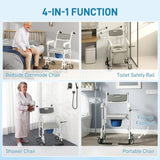 Gray Shower Commode Wheelchair, Seniors Bedside Commode Chai 84628488