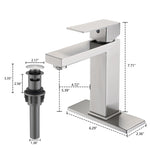 ZUN Bathroom Faucet Single Hole, Single Handle Stainless Steel Faucet for Bathroom Sink with Deckplate W1224P195900