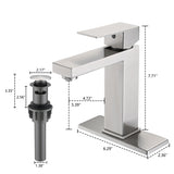 ZUN Bathroom Faucet Single Hole, Single Handle Stainless Steel Faucet for Bathroom Sink with Deckplate W1224P195900