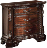 ZUN Formal Traditional 1pc Nightstand Only Brown Cherry Solid wood 3-Drawers Intricate Accents Glides B011139600