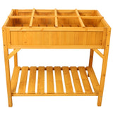 Raised Garden Bed with Legs, Wooden Elevated Planter Box with 8 Grids Divider & Protective Liner, W465P189515