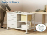 Rolling File Cabinet with 3 Drawers, Fabric Lateral Filing Storage for A4/Letter Size, Mobile 53448219