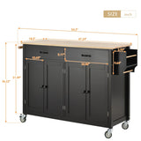 Kitchen Island Cart with Solid Wood Top and Locking Wheels,54.3 Inch Width,4 Door Cabinet and Two 59372861