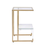 Golden Side Table, 2-Tier Acrylic Glass End Table for Living Room&Bedroom W1071106954