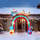 10FT Lighted Christmas Inflatable Archway, Inflatable Arch with Reindeer Pulling Santa's Sleigh, 68877325