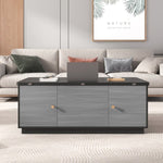 ZUN Modern Gray Multi-functional Rectangle Lift-top Coffee Table Extendable with Storage WF307466AAG