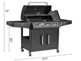 46,000 BTU Gas with Side Burner, 31 Burner Stand-Up Black Iron BBQ, Porcelain Enamel 26445060