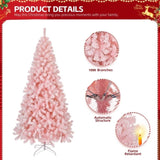 ZUN 7 FT Snow Flocked Hinged Christmas Tree, Unlit Artificial Christmas Pine Tree with 1200 Branch Tips 00146495