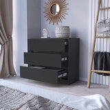 Dresser Maldus, Three drawers, Black Wengue Finish B092122832