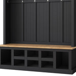 ZUN Farmhouse Wooden Style 78''H Modern Hall Tree Wide Storage Seating Bench, Entryway Shoe Cabinet 44096893