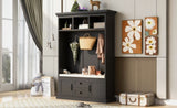 Hall Tree with 3 Hooks , Coat Hanger, Entryway Bench, Storage Bench, 3-in-1 Design, 47.2INCH, for 21206054