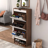 ZUN 3 Tier Shoe Storage Cabinet with Draders for Entryways,Bedroom,Flip Door Design Shoe Cabinet W760102877