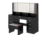 Large Vanity Table Set with 3 Opening Mirrors and LED Lights, Vanity Table with Full Storage Behind 28836264