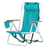 ZUN Folding Beach Chair, 4 Position Portable Backpack Foldable Camping Chair with Headrest Cup Holder 12278204