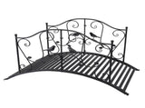 119*67*71cm Courtyard With Bird Pattern Arched Handrail Courtyard Iron Bridge Black 03333444