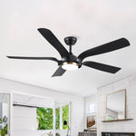 ZUN Smart 56" Integrated LED Ceiling Fan with Antique Black Blades in Matte Black Fan Body Finish W1367P187080