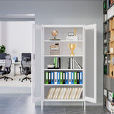 73 inches high metal storage cabinet with 2 wire mesh doors, suitable for homes, offices and dining T3421P312391
