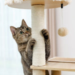 ZUN Modern Luxury Cat Tree Wooden Multi-Level Cat Tower Cat Sky Castle With 2 Cozy Condos, Cozy Perch, 30428958