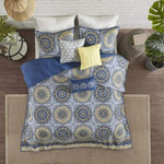 ZUN 6 Piece Reversible Quilt Set with Throw Pillows Blue King/Cal King B03597624