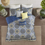 ZUN 6 Piece Reversible Quilt Set with Throw Pillows Blue Full/Queen B03597623