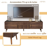 Mid Century TV Stand 2 Drawers, Media Console Table for TVs up to 80'', Entertainment Center N710P222772P