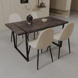 59" MDF black wooden table and modern chair set of 4 pieces, medieval wooden kitchen 25765946