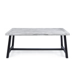 ZUN Outdoor Light Grey Sandblast Finish Acacia Wood Dining Table with Black Rustic Metal Finish Frame 54561.00SGRY