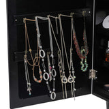 Non Full Mirror Wooden Floor Standing 4-Layer Shelf Jewelry Storage Adjustable Mirror Cabinet *Black 31653593