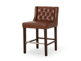 30.5 Inch Seat Height Bar Stool, Light Brown PU Upholstery with Back & Metal Footrest, Counter Stool 70678.00PUCOGN