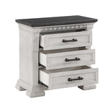 Transitional Style 3-Drawer Night stand Made with Wood in Antique White B009P155296