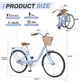 26 Inch Single Speed Folding Lady Bike , Durable Steel Frame,Compact Design for Easy Storage and W1019P248820