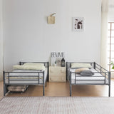 Twin Over Twin Convertible Bunk Bed with 2 Storage Drawers, Metal Bunk Bed Can be 58532352