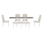 ZUN 6-Piece Classic Dining Table Set, Rectangular Extendable Dining Table with two 12"W Removable Leaves 26656463