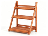 3-Tier Ladder Plant Stand, Foldable Fir Wood Flower Pot Rack with A-Shaped Reinforced Structure, 88107191