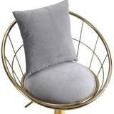 Grey velvet bar chair, pure gold plated, unique design,360 degree rotation, adjustable W117065088