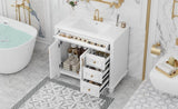 36" Bathroom Vanity with Sink, White Vanity Cabinet with Flip-Out Drawer, 3 Drawers, 2 Soft-Close N725P283623K