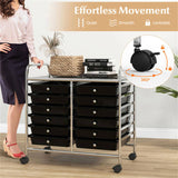 12-Drawer Rolling Storage Cart - 2-Row 10-Storey, Multicolor Drawers, 4 Wheels , -Black 46116279