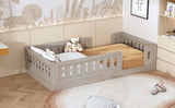 Wood Twin Size Platform Bed with Guardrail, Natural N709P180836N