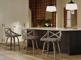 Fixed Height Counter Stool in Light Grey Wood and Grey Fabric - Set of 2 B202P471207