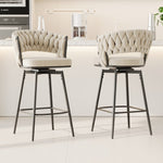 ZUN 360&deg;Swivel Bar Chairs set of 2, equipped with soft cushioned backrest counter stool, metal leg W1727P234203