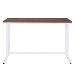 ZUN Walnut and White Writing Desk with USB Port B062P209214